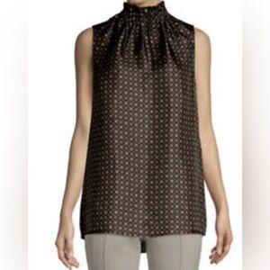 Lafayette 148 New York Percy Ruffled Neck 100% Silk Blouse Size Large NWOT